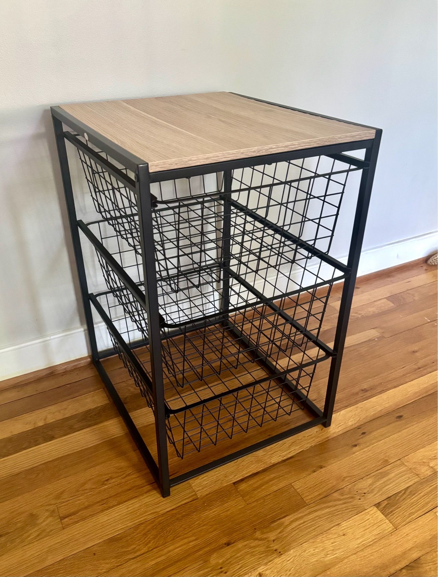 Wire Basket Drawer Organizer - Metal & Wood