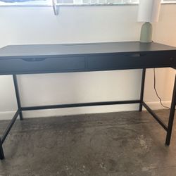 IKEA Dark Wood 2 Drawer Desk 