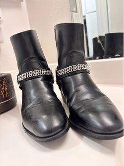 Men Cuban heel boots, 7M, Chelsea boots, black boots , bet buckle boots men