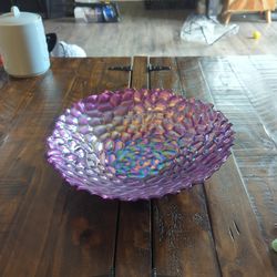 Azzurra purple iridescent glass bowl handmade decorative glass made in Turkey decorative glass bowl