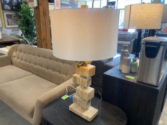 UTTERMOST Revelation Solid Travertine Marble Black Label Shuffel Table Lamp