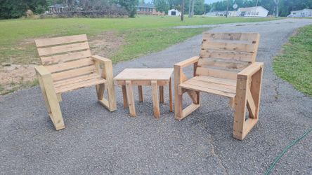 Outdoor or indoor bamboo wood chair and table set