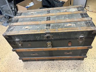 Antique Steamer Sea Chest Trunk Locker