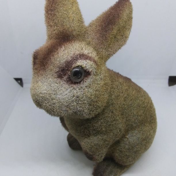 VINTAGE FLOCKED RABBIT COIN BANK