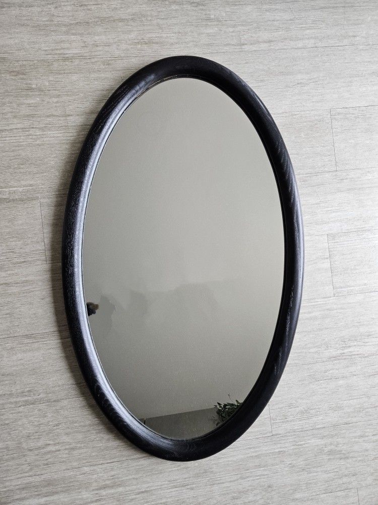 Large, Vintage Black Oak Mirror! CB2/ West El/ Mcm / Mid Century / Oversize/ Home Decor