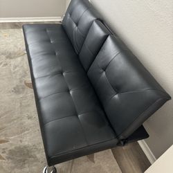 Black Leather Futon 