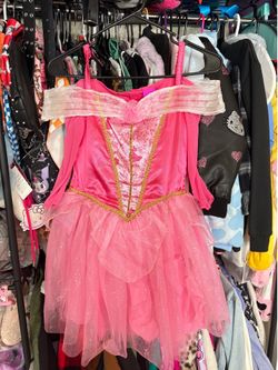 Disney Princess Aurora Costume Pink Dress For Girls NEW