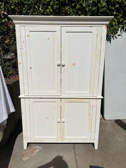 Pottery BarnWhite Wood Armoire Cabinet with Four Doors