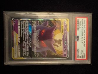 2018 Japanese Pokemon Sun & Moon Tag Bolt Gengar & Mimikyu GX #038 PSA 10