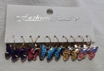 5 Pack Butterfly Earrings