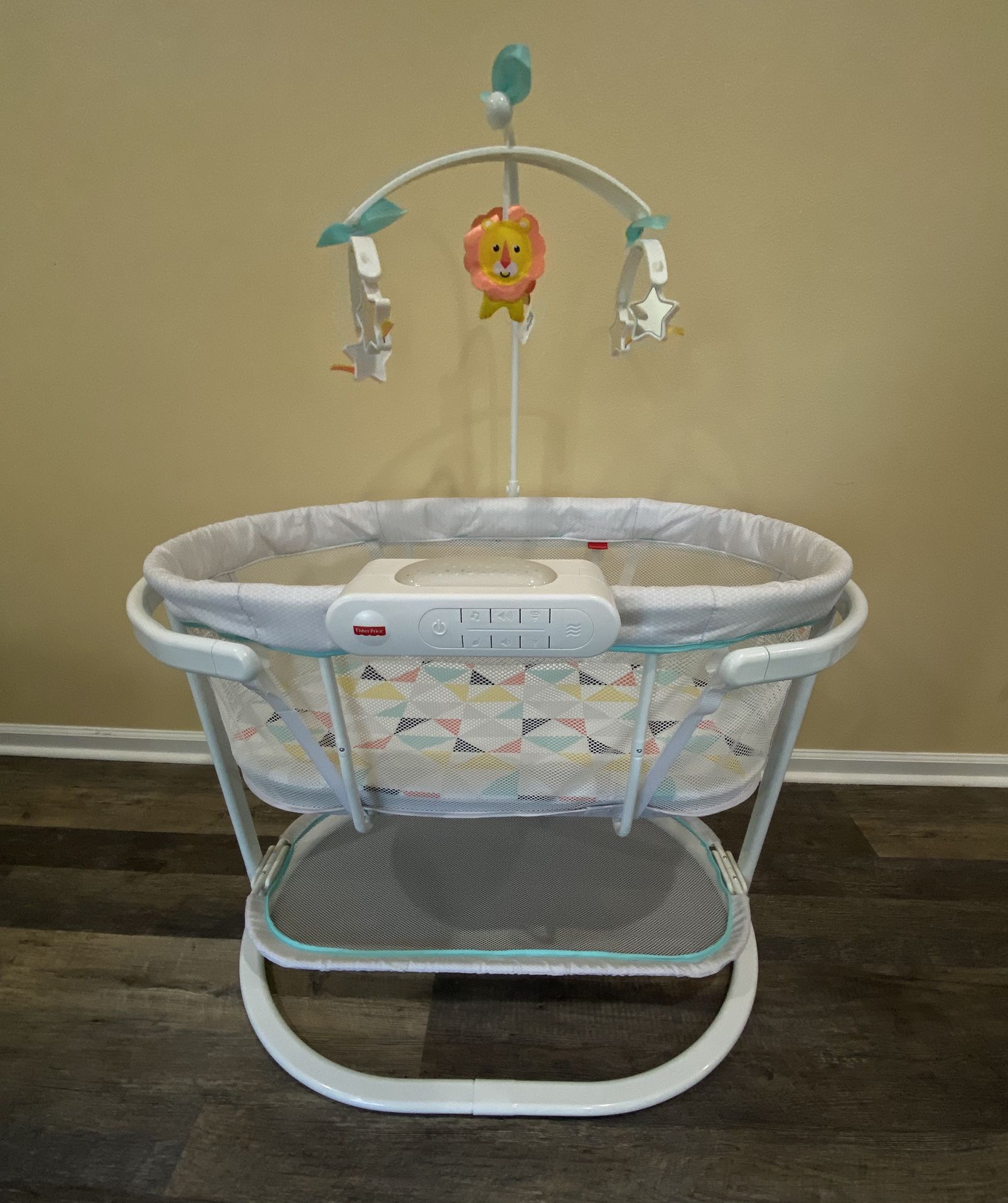 Fisher-Price Soothing Motions Bassinet for Baby with Lights Music & Vibrations, Windmill
