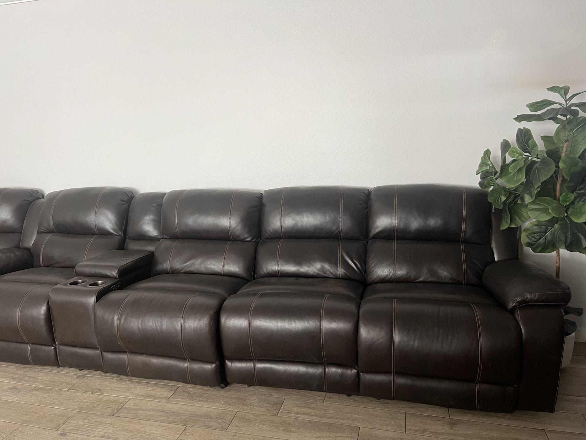 Modern Reclining Leather Sectional Sofa in User Condition