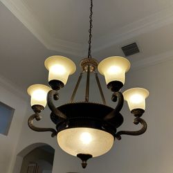 Vintage Chandelier And Matching Sconce Set 