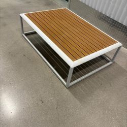 Outdoor Patio Aluminum Coffee Table In White Natural By Modway…  43” wide.  32” depth , 14” high . $150.. normally sells for $500