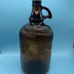 Vintage LINCO Brown Empty Glass Bottle With Lid