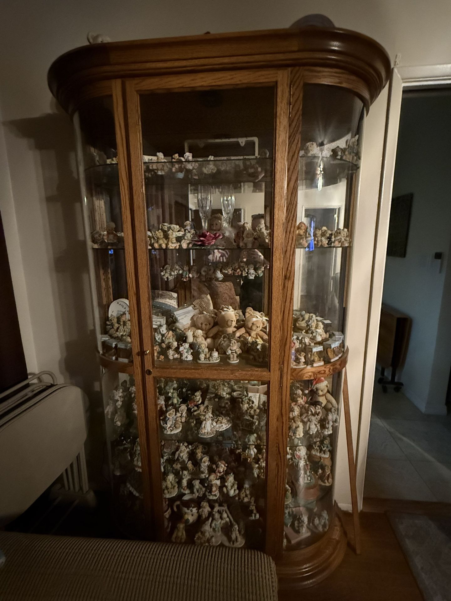 Wooden Curio Cabinet with Glass Doors