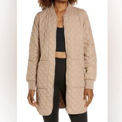 Zella Longline Quilted Bonner Jacket.  Size Med NWT