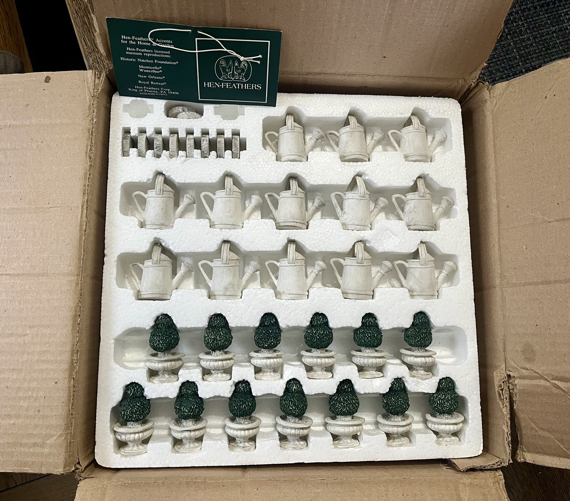 NEW Hen-Feathers Topiary and Watering Can Chess and Tic-Tac-Toe game set.