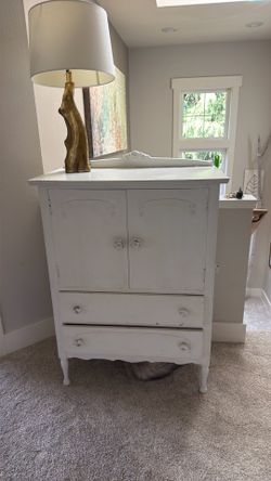 Shabby chic dresser cabinet off white chippy  paint