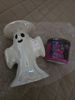 Ghost Candle Holder and Bath & Body Works Candle Set NEW Both $30
