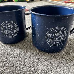 2 Metal Camping Mugs 