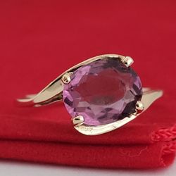 ❤️10k Size 9 Vintage Solid Yellow Gold Amethyst Gemstone Ring!/ Anillo de Oro con 1 Amatista! 👌🎁Post Tags: 10k 14k
