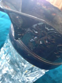 vintage heavy crystal large pitcher approximately 10"