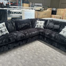 Large And Comfy Black Custom Sectional 