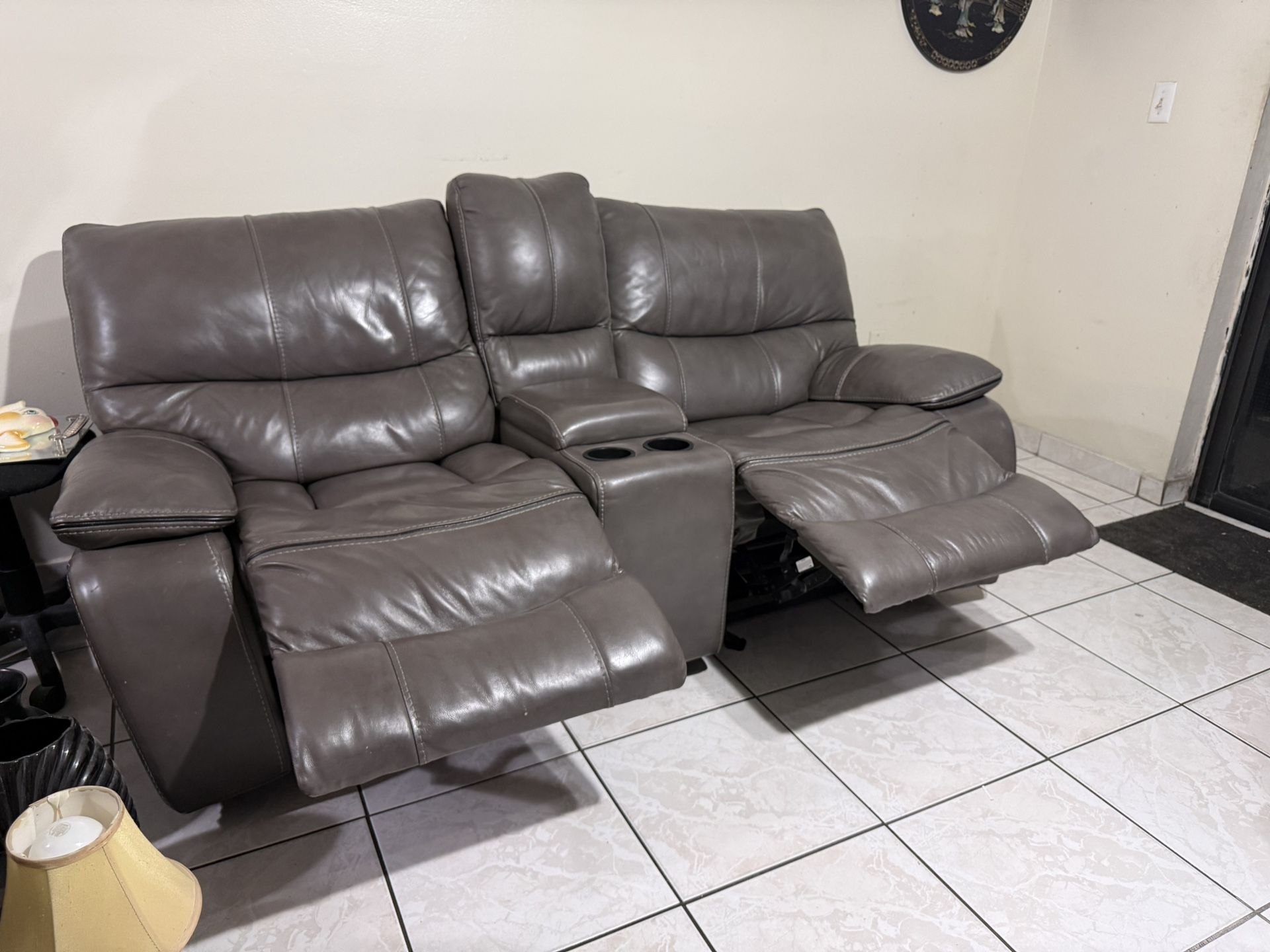 Gray Leather Sofa Recliner