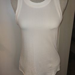 90 Degree By Reflex Women's Ivory Ribbed Athletic Tank Size Medium