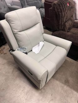 Christopher Knight Home Manual Recliner, 270° Swivel Rocker PU Leather Chair with Heat & Massage, Gray（Damaged Handrail）