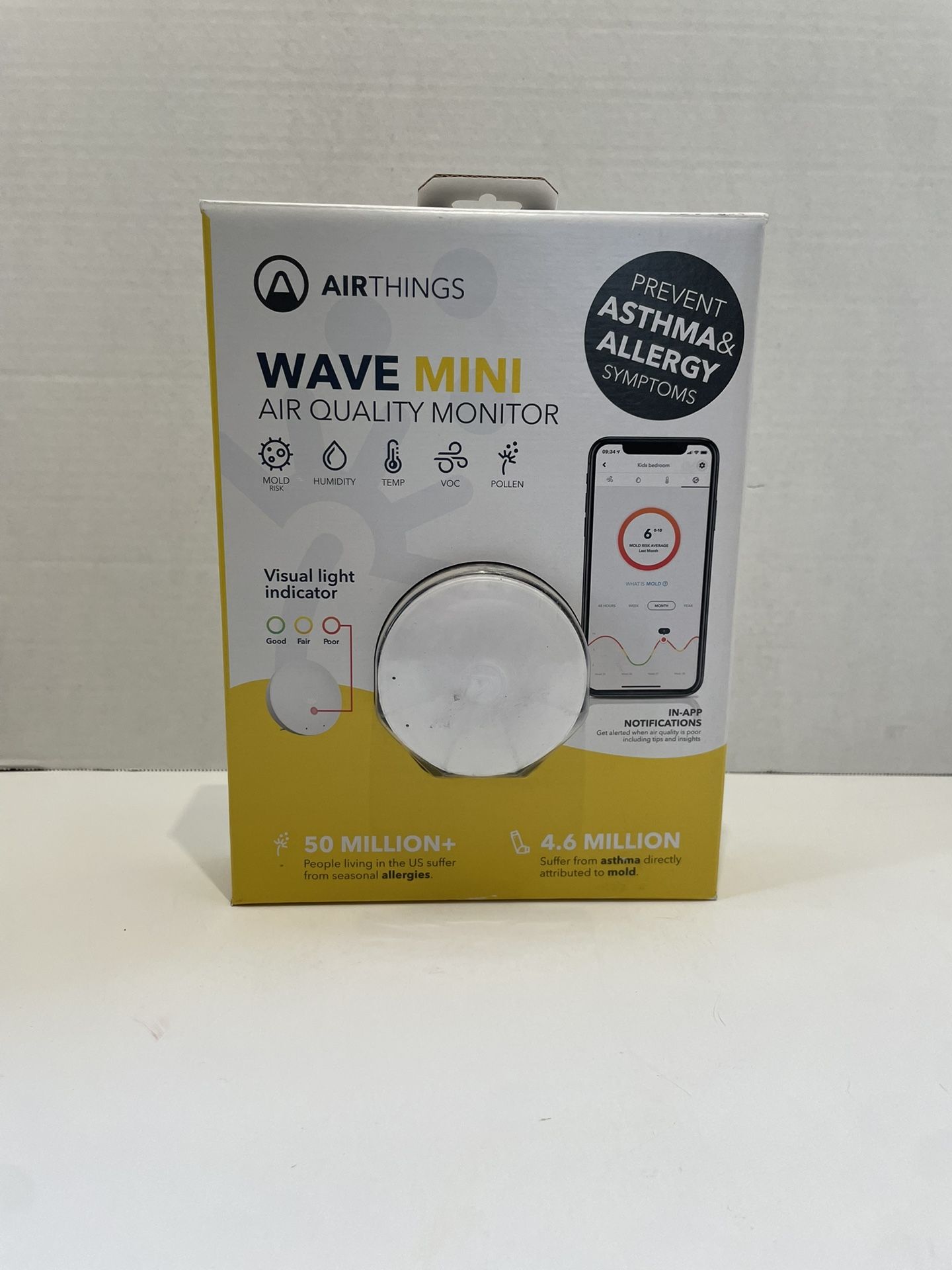 Airthings Wave Mini Smart Indoor Quality Monitor Model 2928