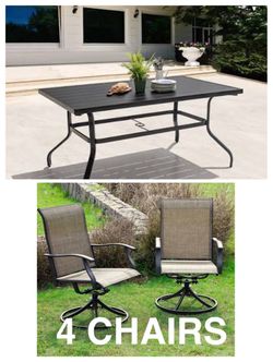 NEW Nuu Garden Textilene Dining Swivel Chair Set of 5 (4 Chairs and Table)