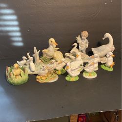 Porcelain duck figurines. Various prices. Inquire if interested.