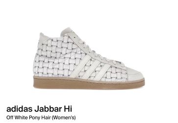 Size 13 WMNS 11.5 MEN - Adidas Jabbar Hi Off White Pony Hair Basketball JS0799
