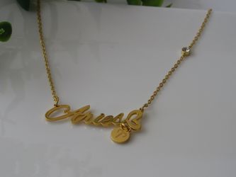 12 Constellation Zodiac Old English Letter Sign Pendant Necklace Astrology, Aries