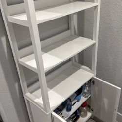 White Wood Shelf With Storage 