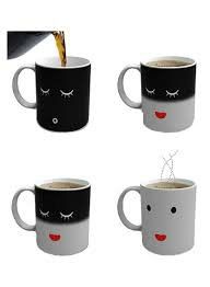 Smiley face heat changing drinking coffee cup