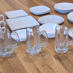 Misc. Plates, Bowls, Coffee Cups,  Beer Mugs..... ($20 ALL)