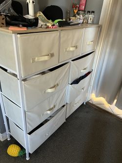 Dresser with 9 Drawers - Fabric Storage Tower