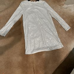 Sequin White Flowy Dress 