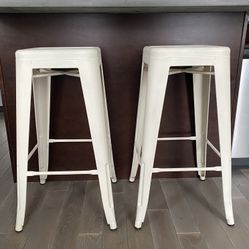 Metal Stools Painted Cream