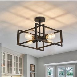 4-Lights Close to Ceiling Light，Black 