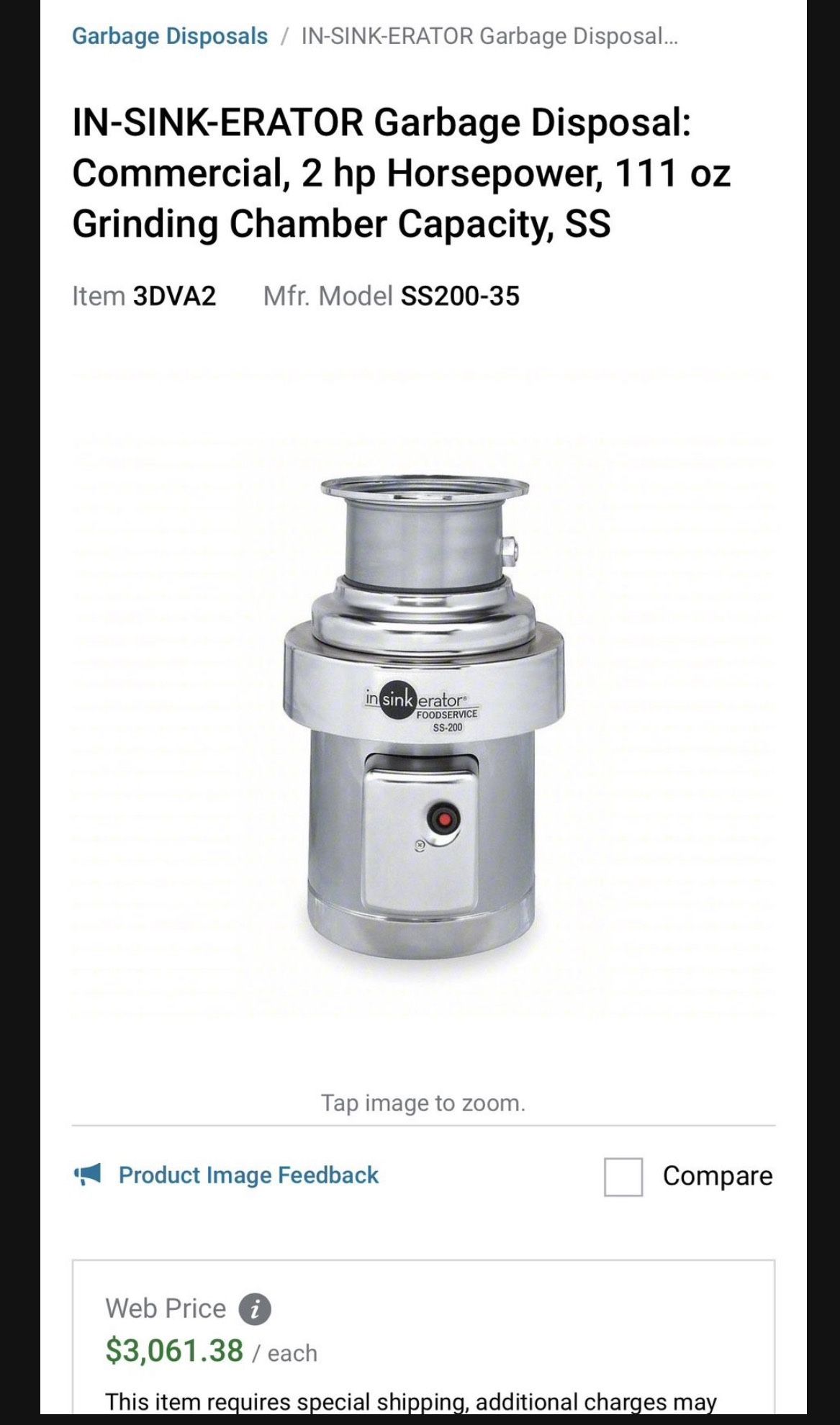 In Sink Erator Comercial Garbage Disposal $550 O Best Offer