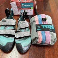 Climbing Shoes And Chalk Bag