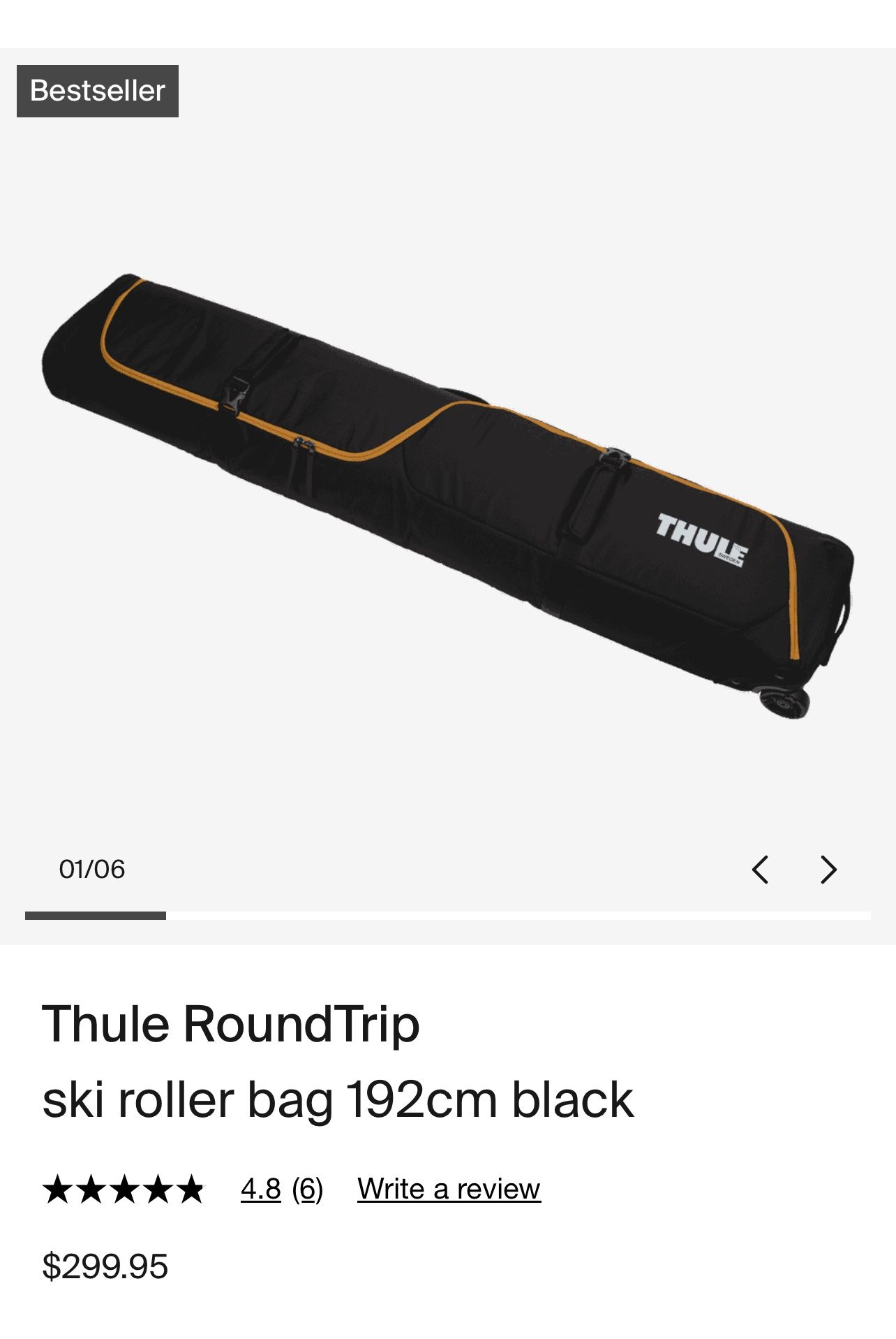 Thule RoundTrip ski roller bag 192cm black