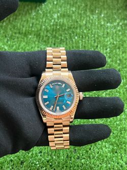 Luxury Rose Gold Watch w/ Ice Blue Dial Brand New Full Set