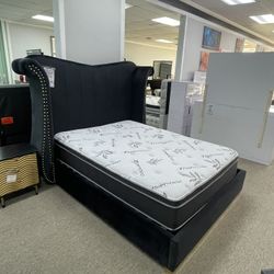 Black Velvet Bed Frame 