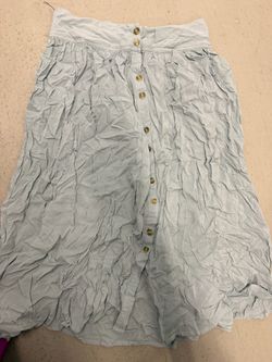 Light Blue Button-Front Midi Skirt xs
