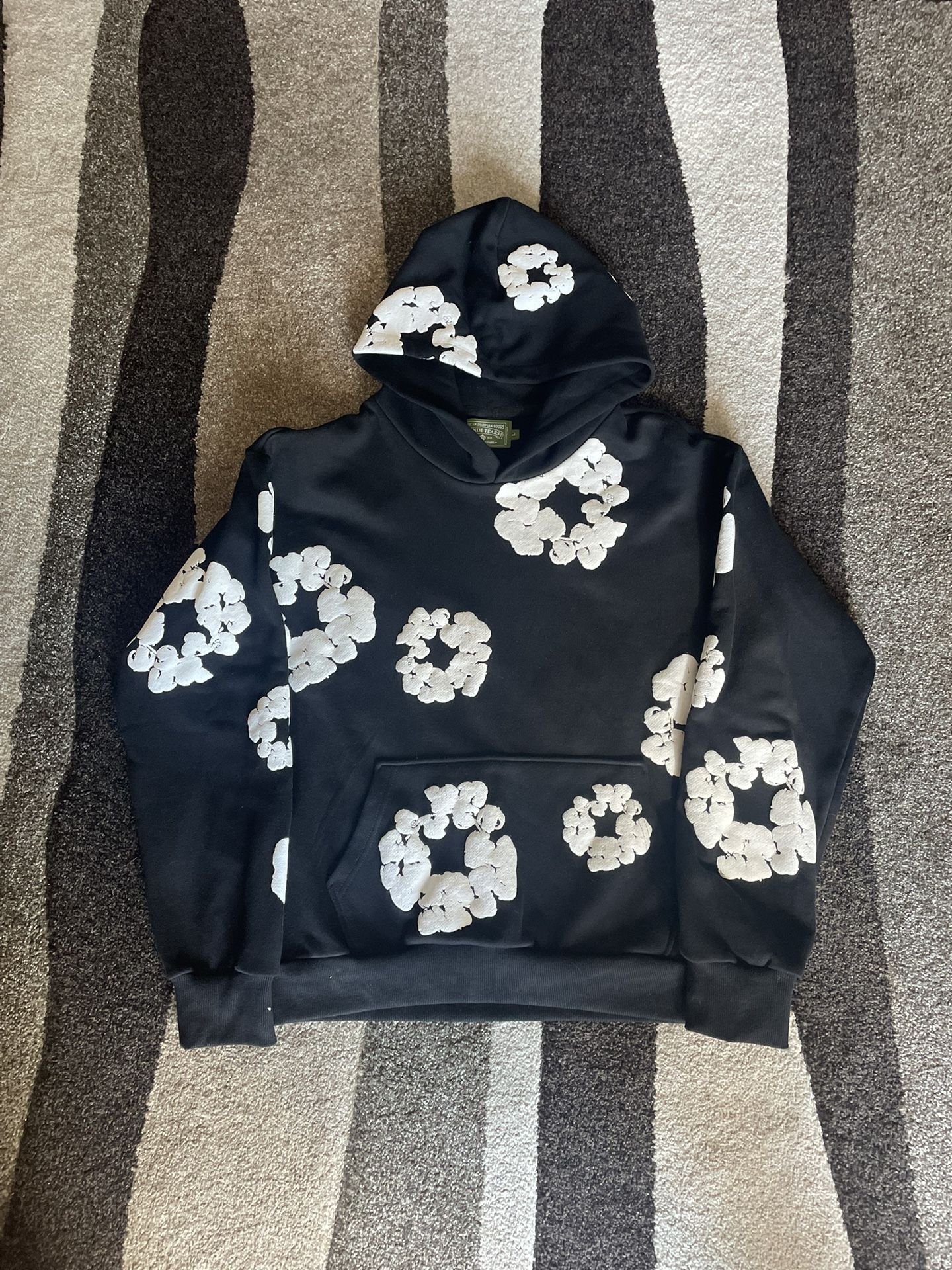 Black And White Denim Tears Hoodie Size Large